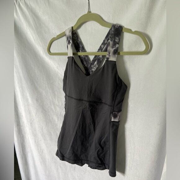 Lululemon Push Ur Limits Tank Coal/Black Roses sz 6 - Picture 3 of 7